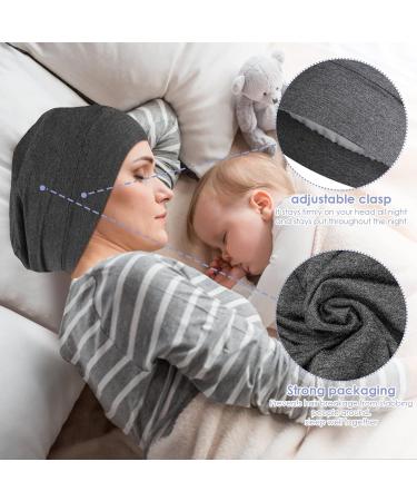 Wllhyf Silk Sleeping Hat - 2 Soft Satin-Lined Hair Wraps & Adjustable Turban for Chemotherapy & Frizzy Hair - Gray & Black - Buy Online on GoSupps.com