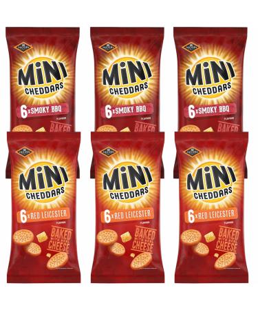 Jacob's Mini Cheddars Red Leicester 6 Pack x3 & Mini Cheddars Smokey BBQ 6 Pack x3 (6 Pack Mixed Bundle) - Buy Online on GoSupps.com