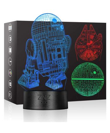 3D Star Wars Lamp ZNZ LED Optical Illusion Night Light 16 Colors Changing Remote Touch Mood Lamp - Perfect Christmas and Birthday Gifts for Kids Men Women and Star Wars Fans