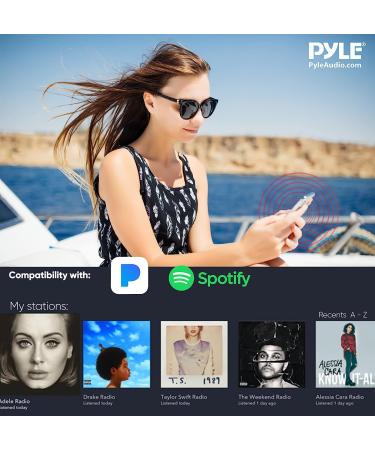 Pyle Marine Bluetooth Stereo Radio - 12v Single DIN Boat Receiver with Mic, LCD Display, RCA, MP3, USB, SD, AM FM Radio, Remote Control - White - Buy Online on GoSupps.com