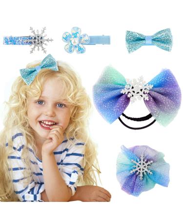 AMOR PRESENT Snowflake Hair Clips  Snowflake Hair Accessories Frozen Hair Bow Frozen Dress Up Accessories for Parties and Dressing-up Games for Girls