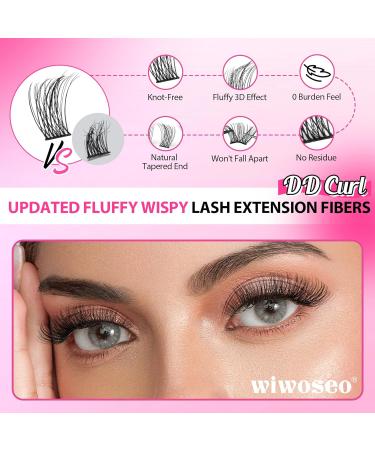 wiwoseo Russian Cluster Lashes Kit Lash Individual Cluster Eyelash Extensions D Curl Cluster Lashes Glue Bond and Seal Natural Lash Extension Kit for Beginners DIY at Home(0.07d 8-16MM) M-cluster lashes kit 8-16MM - Buy Online on GoSupps.com