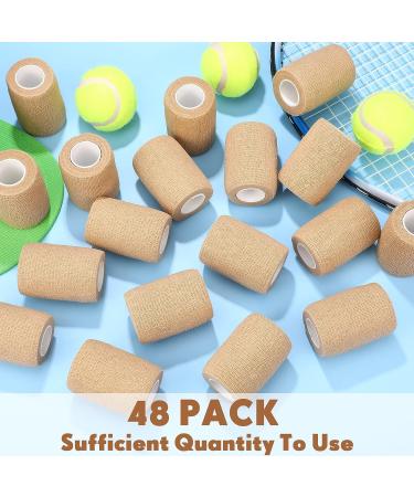 48 Pcs Nude Self Adherent Bandage Wrap - 3 Inch x 5 Yard - Elastic Adhesive Tape for Sports Wrist Ankle - Breathable Cohesive Bandage - Buy Online on GoSupps.com
