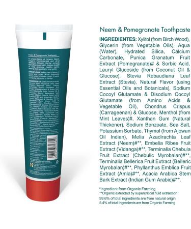 Himalaya Organique Neem & Pomegranate Toothpaste - Fluoride-Free Vegetarian 150g Pack of 2 | International Shipping Available - Buy Online on GoSupps.com