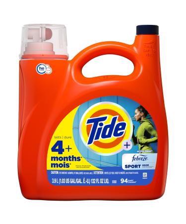 Tide Plus Febreze Sport Odor Defense HE Turbo Clean Liquid Laundry Detergent 3.9 L 94 loads Active Fresh 3.9 l (Pack of 1)