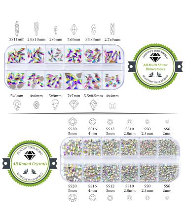 3D Glass AB Crystal Nail Art Rhinestones Kit with Pickup Pen and Tweezer - Manicure DIY Craft Decoration - Buy Online on GoSupps.com