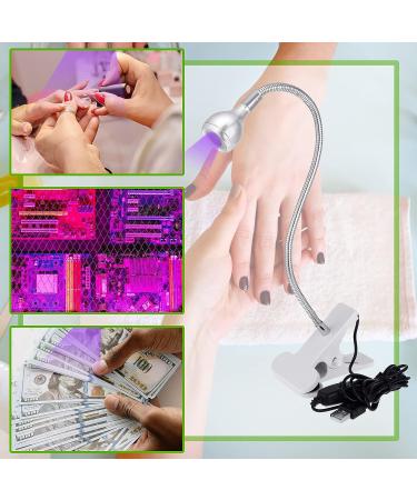 395nm UV LED Nail Lamp Fixture with Clamp for Gel Nail Curing - USB Charger & Adapter Included (Silver) - Buy Online on GoSupps.com