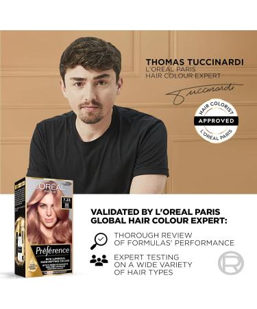 LOreal Paris Bali Rose Gold Blonde Hair Dye 7.23 - Long-Lasting Radiance, Up to 100% Grey Coverage - Preference Hair Colour for All Hair Types - Buy Online on GoSupps.com