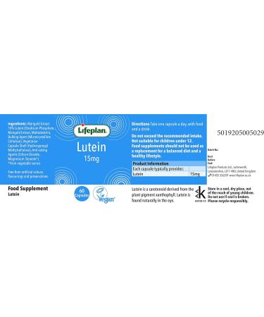 Lifeplan Lutein and Zeaxanthin Food Supplement - 60 Capsules - Buy Online on GoSupps.com