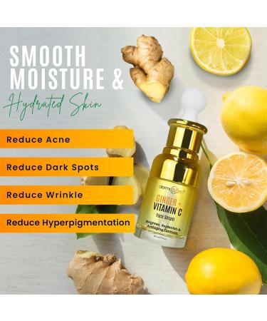 Ginger Face Serum with Vitamin C & Turmeric | Organic Acne Treatment for Clear Skin Hydration & Anti-Aging | 1 FL OZ - Buy Online on GoSupps.com