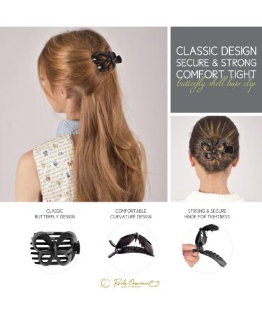 RC ROCHE 6 Pieces Butterfly Hair Clips - Fashionable Non-Slip Large Teeth Plastic Hair Accessories for Women - Medium Black - Buy Online on GoSupps.com