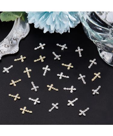 NICENEEDED 30 PCS Retro Punk Cross Nail Art Charm 3d Pearl Alloy Nail Decoration for Women Luxury Metal Charms Accessory Supplies For Nail Diy Design And Jewelry Making - Buy Online on GoSupps.com