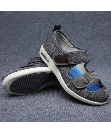 Yytcsjz Women's Summer Adjustable Diabetic Shoes - Grey, Extra Wide Orthopedic Shoes for Swollen Feet, Edema & Diabetic Elderly - 26.5cm - Buy Online on GoSupps.com
