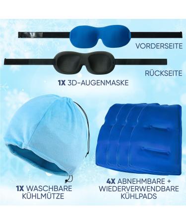 IceHOF Cooling Cap - 4 Cooling Packs 3D Mask with Hair Opening Removable Cooling Gel Hat for Chemo Therapy Migraine & Headache Relief - Blue - Buy Online on GoSupps.com