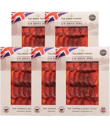 Air Dried British Beef Multipack (5 x 50g) - 20.5g Protein Per Pack | High Protein & Low Fat Beef Snack | Gluten Free | Grass Fed British Beef | No Added Nasties | Beef Jerky & Biltong Alternative