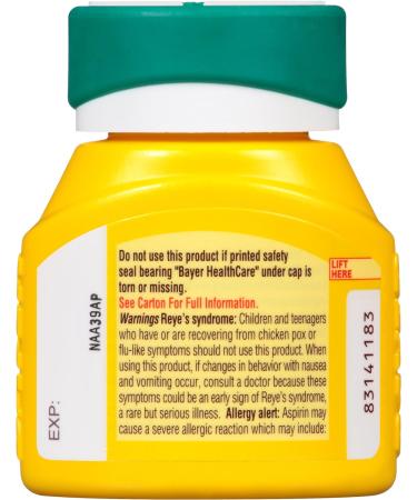 Bayer Low Dose 81mg Aspirin 120 Enteric Coated Tablets - Heart Health Support - Buy Online on GoSupps.com