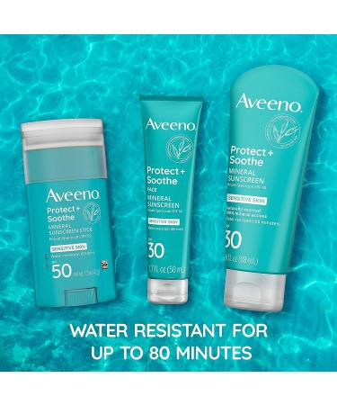 Aveeno Protect + Soothe Mineral Sunscreen SPF 30 - Lightweight & Non-Greasy Formula for Sensitive Skin - 1.7 fl. oz - Buy Online on GoSupps.com