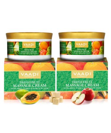Vaadi Herbals Fresh Fruit Massage Cream with Apple Papaya & Kokum Butter 5.3 Ounce Each (Pack of 2)