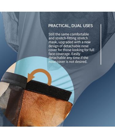 Harrison Howard Horse Fly Mask with Detachable Nose Cover-Ice Blue (L Full Size) (L Full Size) Ice Blue - Buy Online on GoSupps.com