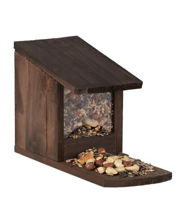 Relaxdays Squirrel Feeder House Feeding Station Box Standing Wooden HWD: 17.5 x 12 x 25 cm Dark Brown Wood and Plastic Pack of 1 10026312_746