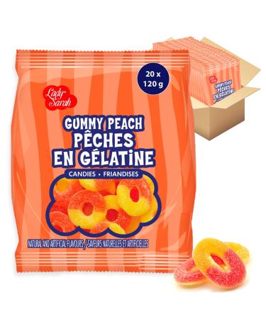 Gummy Candy Bag - Gummy Peach Rings Bulk Candy | Smart Choice from Lady Sarah Variety Sweets - Canada's Top Gummies Candy - 2.4 Kg (20 Candy Bags x 120g) Gummy Peach Rings (20 Candy Bags x 120g)