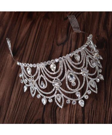 Eseres Tall Pageant Tiaras - Elegant Rhinestone Crown for Women with Combs - Buy Online on GoSupps.com
