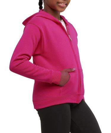 Hanes Girls' ComfortSoft EcoSmart Full-Zip Hoodie - Large, Amaranth - Buy Online on GoSupps.com