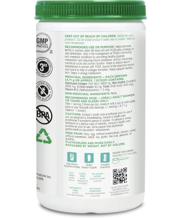 Organika Marine Collagen PCOS Relief Powder - Clinically Researched 40:1 Inositol Blend Folate B12 - Helps support Hormone Balance Menstrual Cycle Fertility- 283g - Buy Online on GoSupps.com
