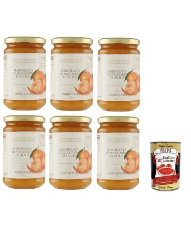 Italian Gourmet E.R. Agrisicilia Sicilian Mandarin Marmalade - Mandarin Jam 6 x 360g + Italian Gourmet Pulp 400g