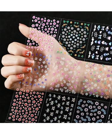 CHANGAR 30 Sheets Flower Nail Art Stickers 3D Self-Adhesive Colorful Floral Nail Decals Cute Design Nail Supplies for Women Manicure DIY - Buy Online on GoSupps.com