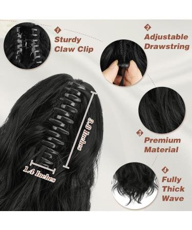 BARSDAR 14 Inch Wavy Ponytail Extension | Synthetic Black Claw Clip Hairpiece for Women | Short Curly Jet Black Clip In Ponytail for Daily & Party Wear - Buy Online on GoSupps.com