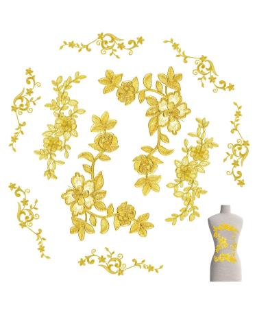 10 Pieces Gold Flower Appliques Gold Flower Embroidery Patch Gold Lace Applique Sewing Fabric Craft Decoration Gold Lace Patch Embroidered Appliques for Crafting Wedding Prom Dress Jeans Clothes - Buy Online on GoSupps.com