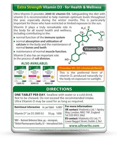 Vitabiotics Ultra Vitamin D 2000IU Tablets - Extra Strength 96 Count - Buy Online on GoSupps.com