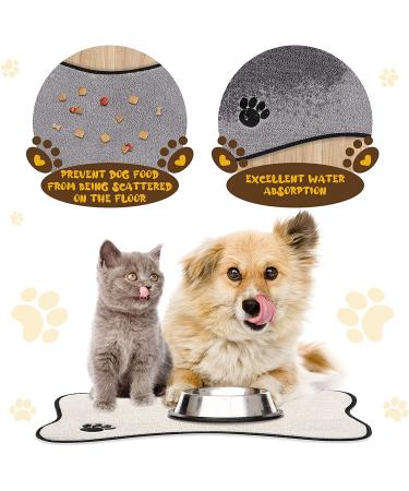 Bone Shape Dog Mat Set - Non-Slip Microfiber Pet Feeding Mats for Bowls - Water Absorbent & Embroidered - 2 Colors Available - Buy Online on GoSupps.com