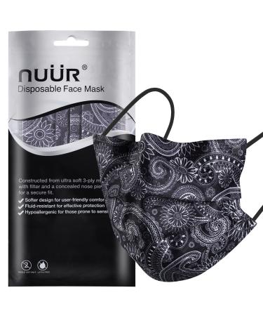 NU R 10pcs Paisley 3 Ply Disposable Face Mask Mask with Filter Layer and Elastic Earloop Retail Sealed Bags PAISLEY-012