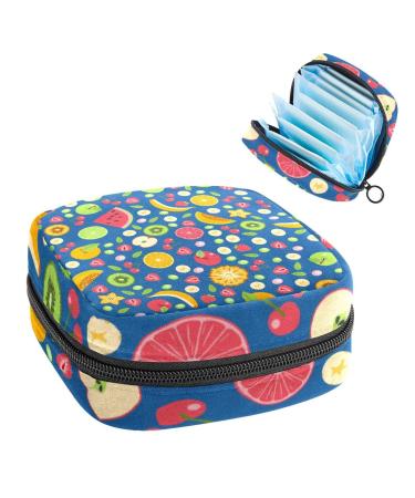 Women's bonds Storage pockets Stillpad holder blue fruits Pattern Portable period kit pocket feminine product bag for women girls color3