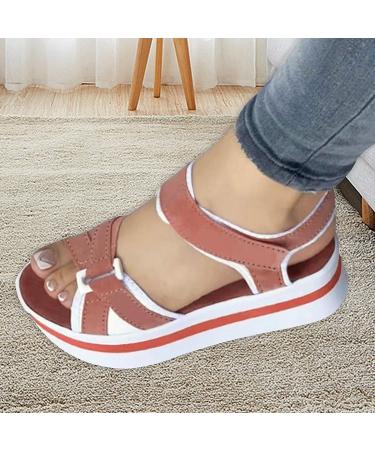 Juzinqu Women Sandals - Thick Sole Flat Hiking Sandals with Adjustable Straps for Beach & Shopping - Pink 36 EU - Buy Online on GoSupps.com