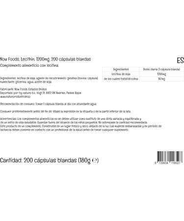 Now Foods Lecithin 1,200mg High Dose 200 Softgels | Lab-Tested, Gluten Free, Non-GMO - Buy Online on GoSupps.com