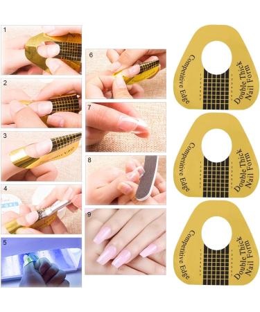 200 Pcs Nail Forms Gold Horseshoe Nail Extension Guide Paper Forms for Builder Gel Polygel Acrylic Nails - Buy Online on GoSupps.com