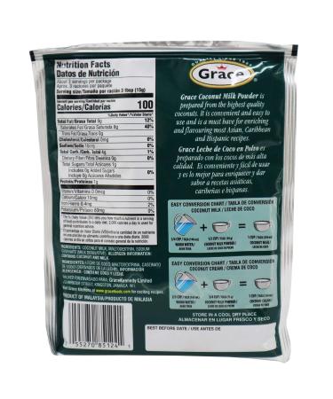 Grace Dry Coconut Milk Powder 12 Pack - No Preservatives - Just Add Water - Milk Substitute for Coffee, Smoothies, Baking, Curries - Bonus Recipe eBook - 1.76 oz - Buy Online on GoSupps.com