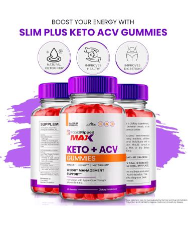 Rapid Ripped Max Keto ACV Gummies - 1000MG Extra Strength All Natural Apple Cider Vinegar & Vitamin B12 - 2 Pack Reviews - Buy Online on GoSupps.com