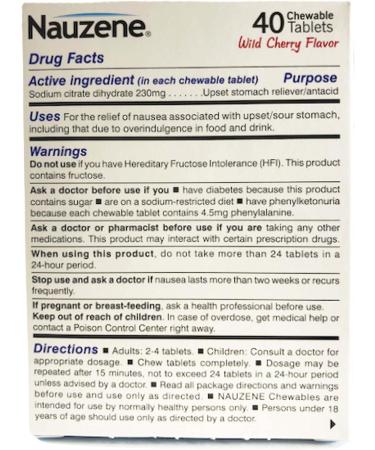 Nauzene Chew Tabs 40ct - Fast-Acting Relief for Nausea - Buy Online on GoSupps.com