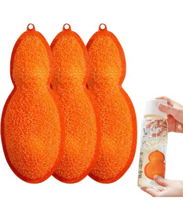 Bottle Cleaning Sponge Beans-Shaped Bottle Cleaning Sponge 3 Bottle Reusable Sponge Kids Bottle Cleaning Set Bottle Scrubber Cleaner Kids Bottle Cleaning Beans with 2 Aluminum Ceramic Balls Orange - Buy Online on GoSupps.com