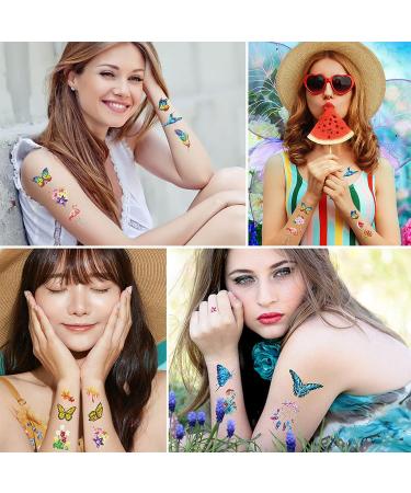 Colorful Butterfly Temporary Tattoos - 10 Sheets for Kids and Women | Fake Face & Body Tattoos - Perfect for Parties and Gifts - Buy Online on GoSupps.com
