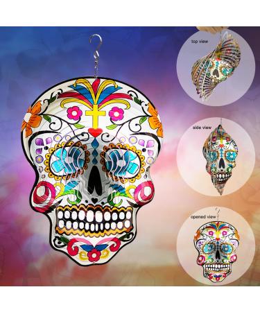 FONMY 12-inch Silver Sugar Skull Garden Wind Spinner - Unique Outdoor Decor & Gift - Buy Online on GoSupps.com
