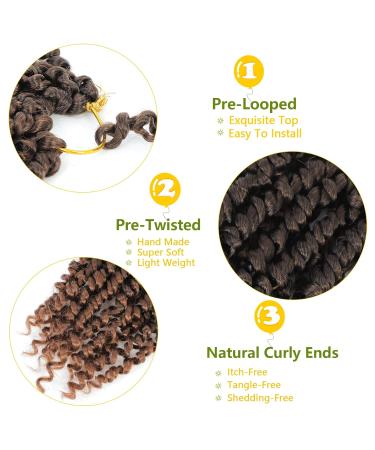 Fulcrum Passion Twist Hair 8 Inch 8 Packs for Black Women - Soft Curly Pre-Twisted Crochet Hair Extensions - Buy Online on GoSupps.com