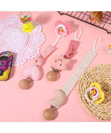 ALTcompluser 3 Pcs BPA-Free Dummy Clips for Baby - Personalised Soother Pacifier Chain Holder in Pink - Buy Online on GoSupps.com