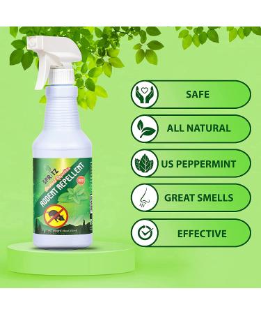 16oz Spritz Rodent Repellent with Peppermint Oil - USA Made Non-Toxic Solution for mice, Rats, Raccoons, Ants and More - 1 Count Pack - Buy Online on GoSupps.com