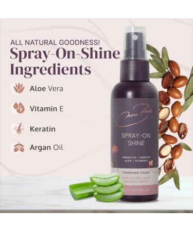 Nora Ross Spray-On Super Shine Frizz Control Moisturising Spray with Keratin Argan oil Primrose Oil & Vitamin A Lightweight Hair Mist for All Hair Types Styling Hair Spray 4 Oz - Buy Online on GoSupps.com
