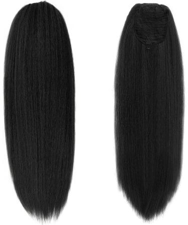Kinky Straight Ponytail Extension for Black Women Yaki Straight Ponytails Synthetic Hair Extensions 28 Inch (1B Black) 28 inches #1B - Buy Online on GoSupps.com